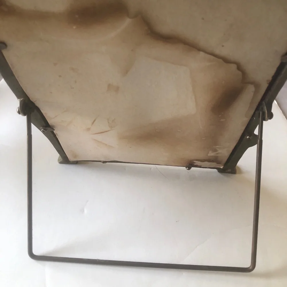 Art Nouveau-Style Brass Women Picture Frame with Red Liner